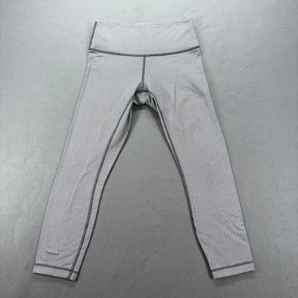 Lululemon‎ Wunder Under Leggings Womens 4 Grey Herringbone High Rise Crop